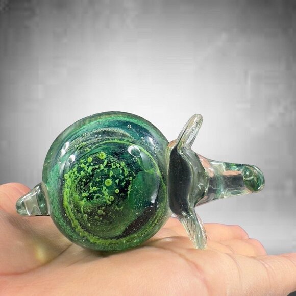 Kerry Glass Elephant Figurine Paperweight Clear Green Swirls Ireland Glass - Picture 10 of 16